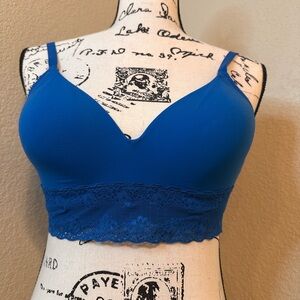 Natori Vibrant Teal Blue Seamless Cami Lace Bralette